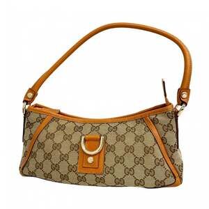 Gucci GG Canvas Abbey Shoulder Bag 130939 Brown Champagne Women's